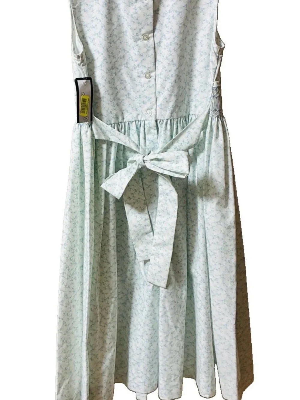 Vintage NWT Girls Size 10  Floral Dress White/blue  Sleeveless Embroidered Waste